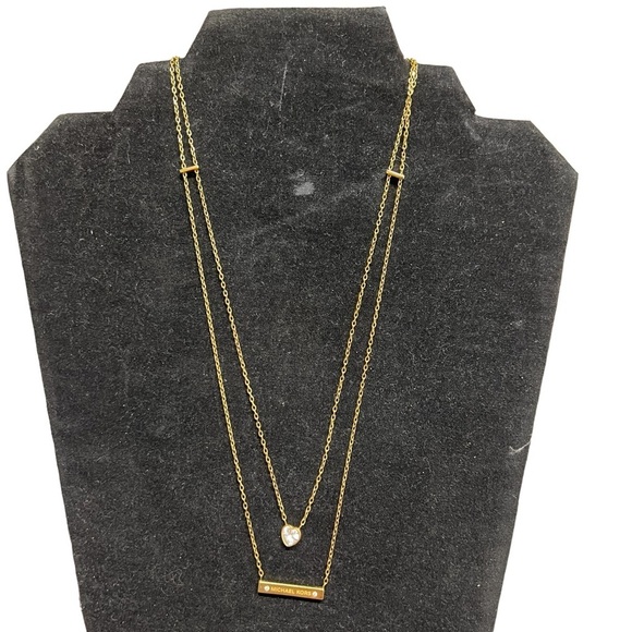 Michael Kors Gold-Tone Double Strand Logo Bar Necklace - Picture 4 of 6